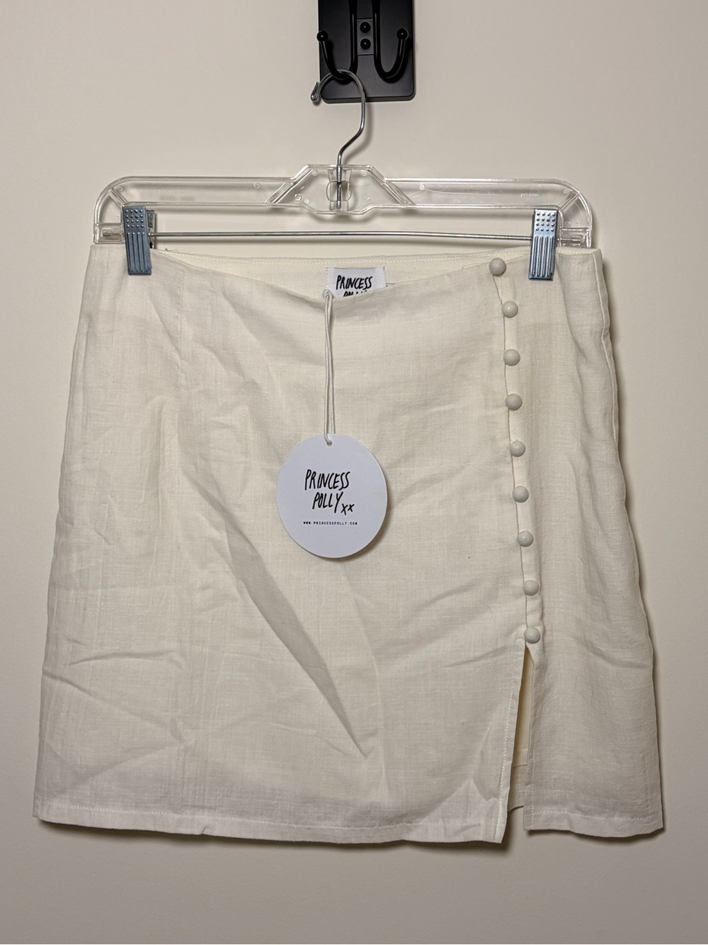 NWT Princess Polly 100% Cotton Linen-Texture Mini Skirt Size 8